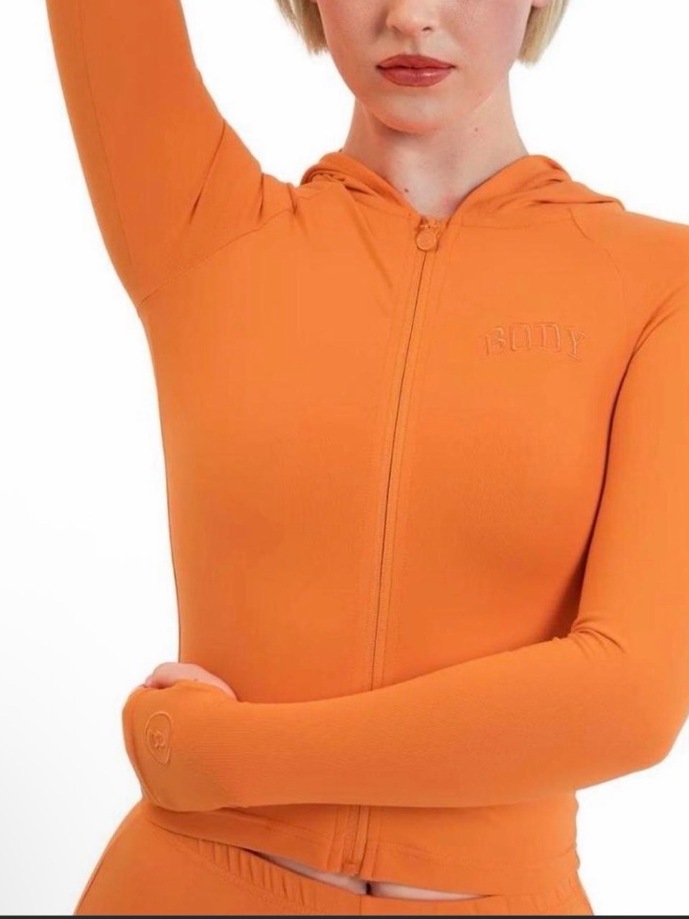 Body Sculpt Orange Slim Zip Hoodie - Women